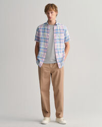 Regular Fit Madras Kurzarmhemd aus Leinen