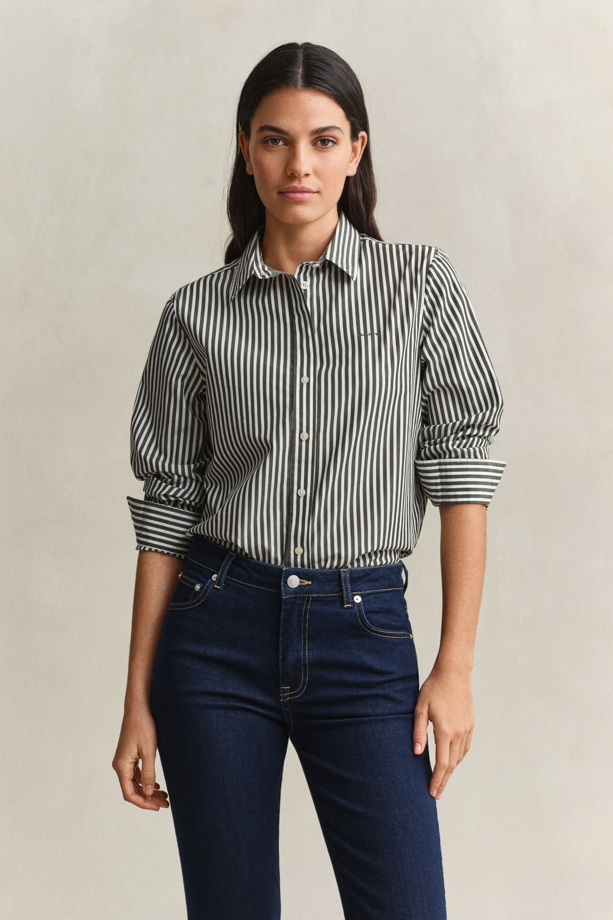 Regular Fit Classic Popeline-Bluse mit Streifen
