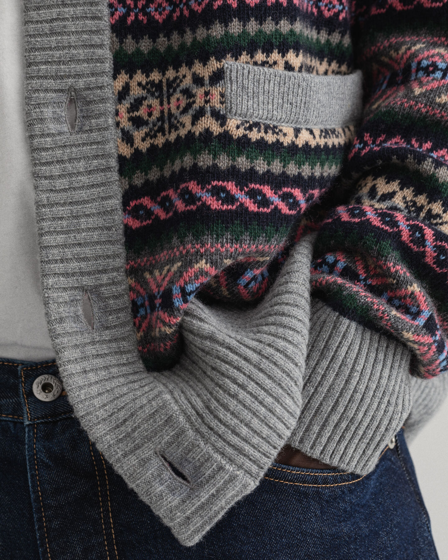 REMAKE Strickjacke mit Fair-Isle-Muster