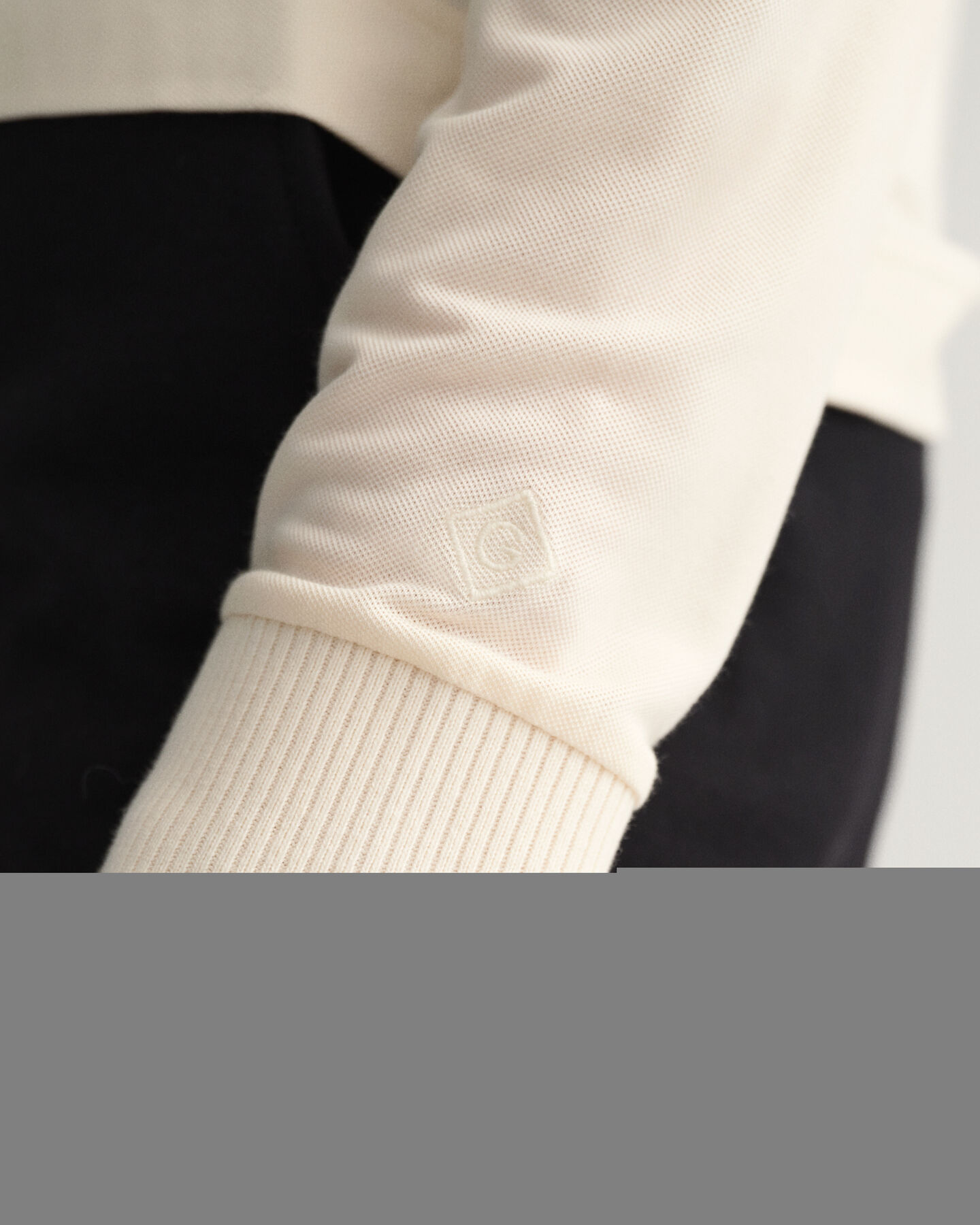 Detail Collar Piqu&eacute; Langarm-Poloshirt