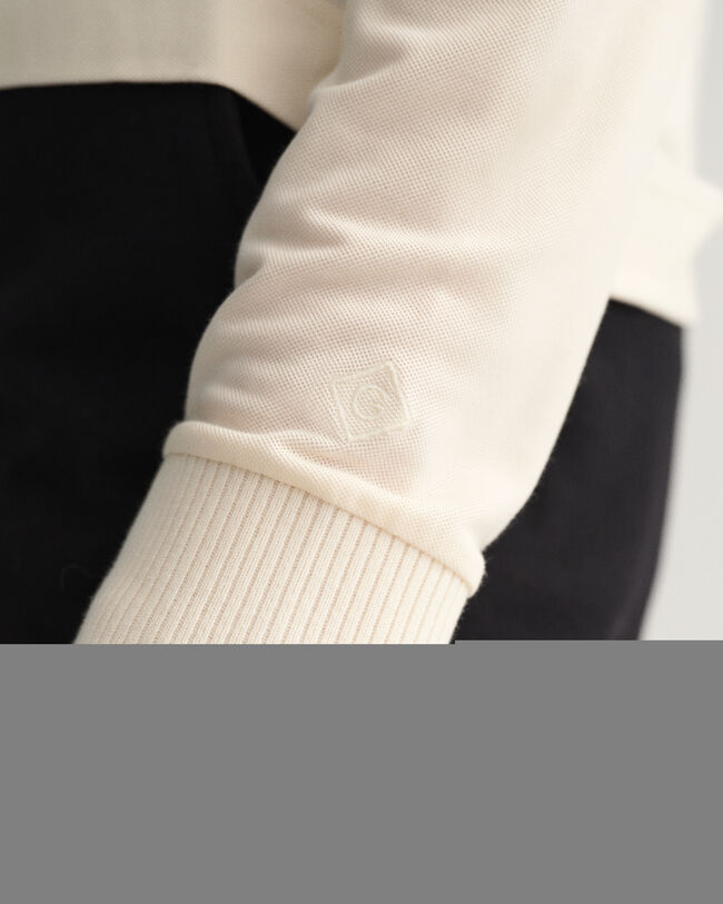 Detail Collar Piqu&eacute; Langarm-Poloshirt