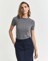 Leichter Kurzarm-Rundhalspullover