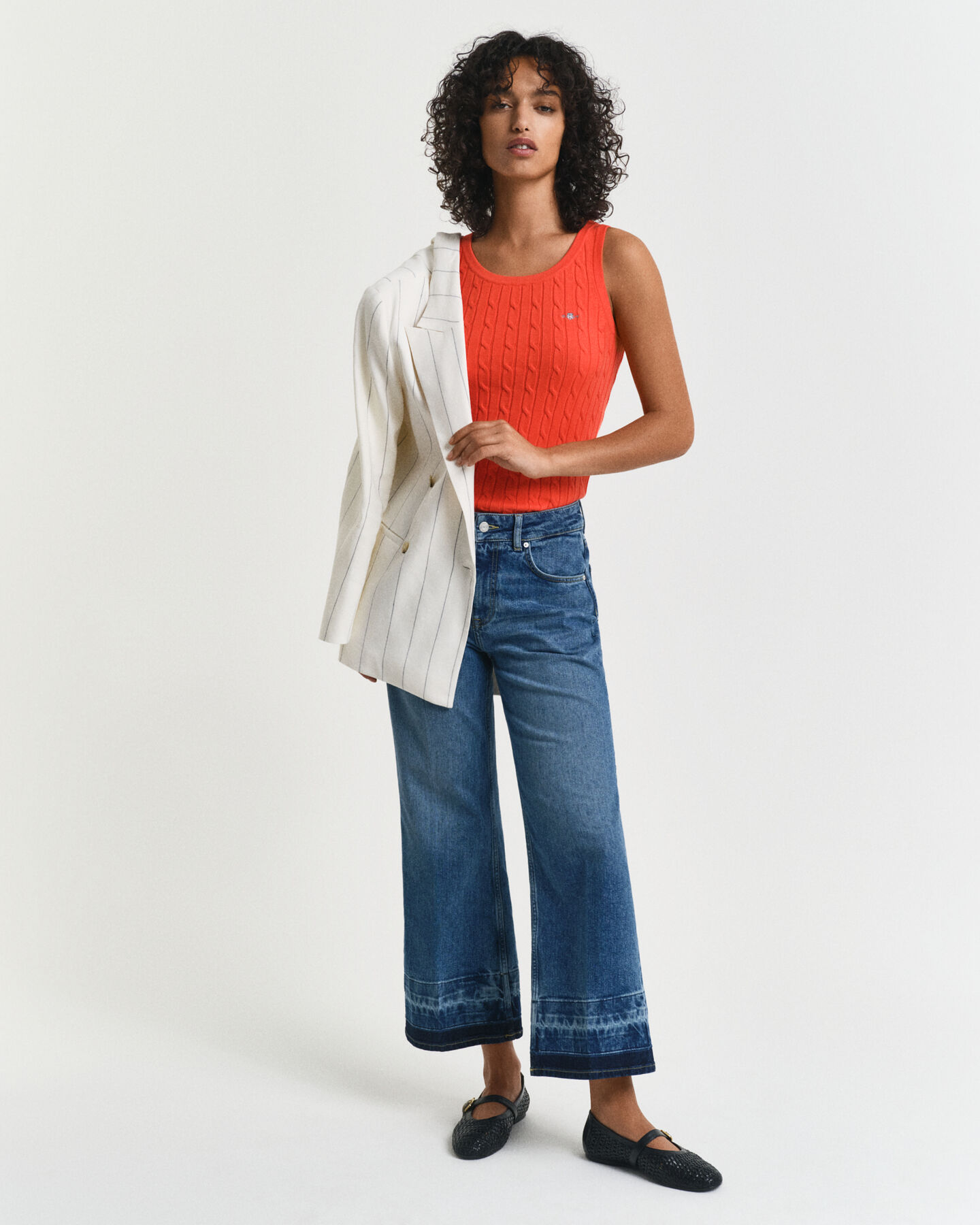 Tanktop aus Stretch-Baumwolle mit Zopfmuster