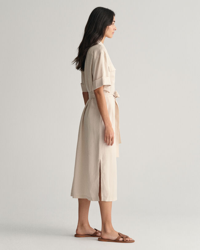 Kurzarm-Hemdblusenkleid mit Tasche