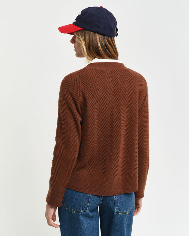 Herringbone V-Neck Strickjacke