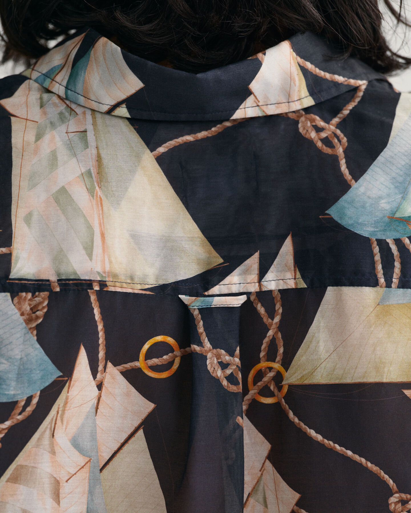 Relaxed Fit Sailing Print Baumwoll Seiden Bluse