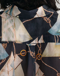 Relaxed Fit Sailing Print Baumwoll Seiden Bluse