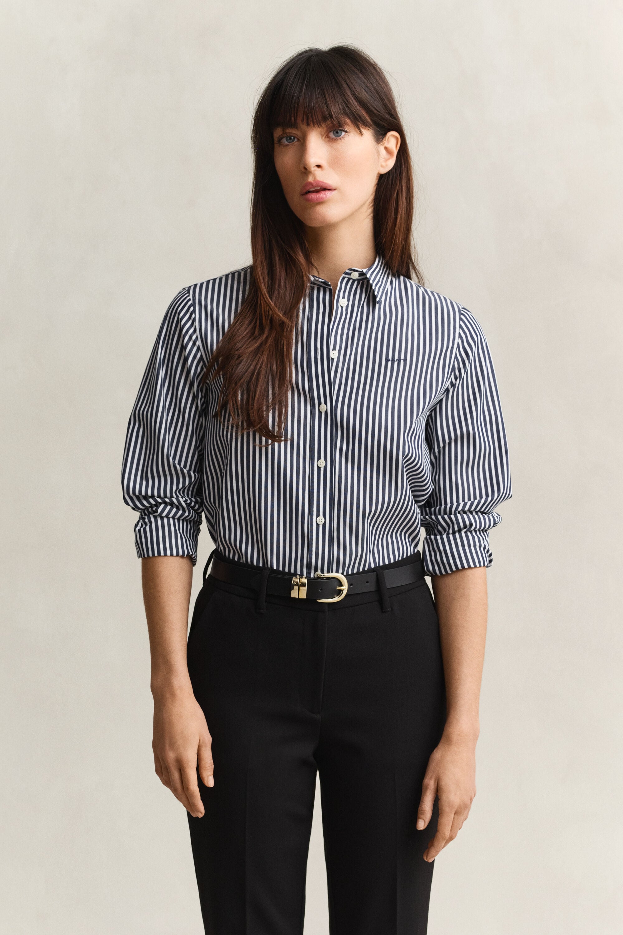 Popeline-Bluse im Regular Fit mit Streifen