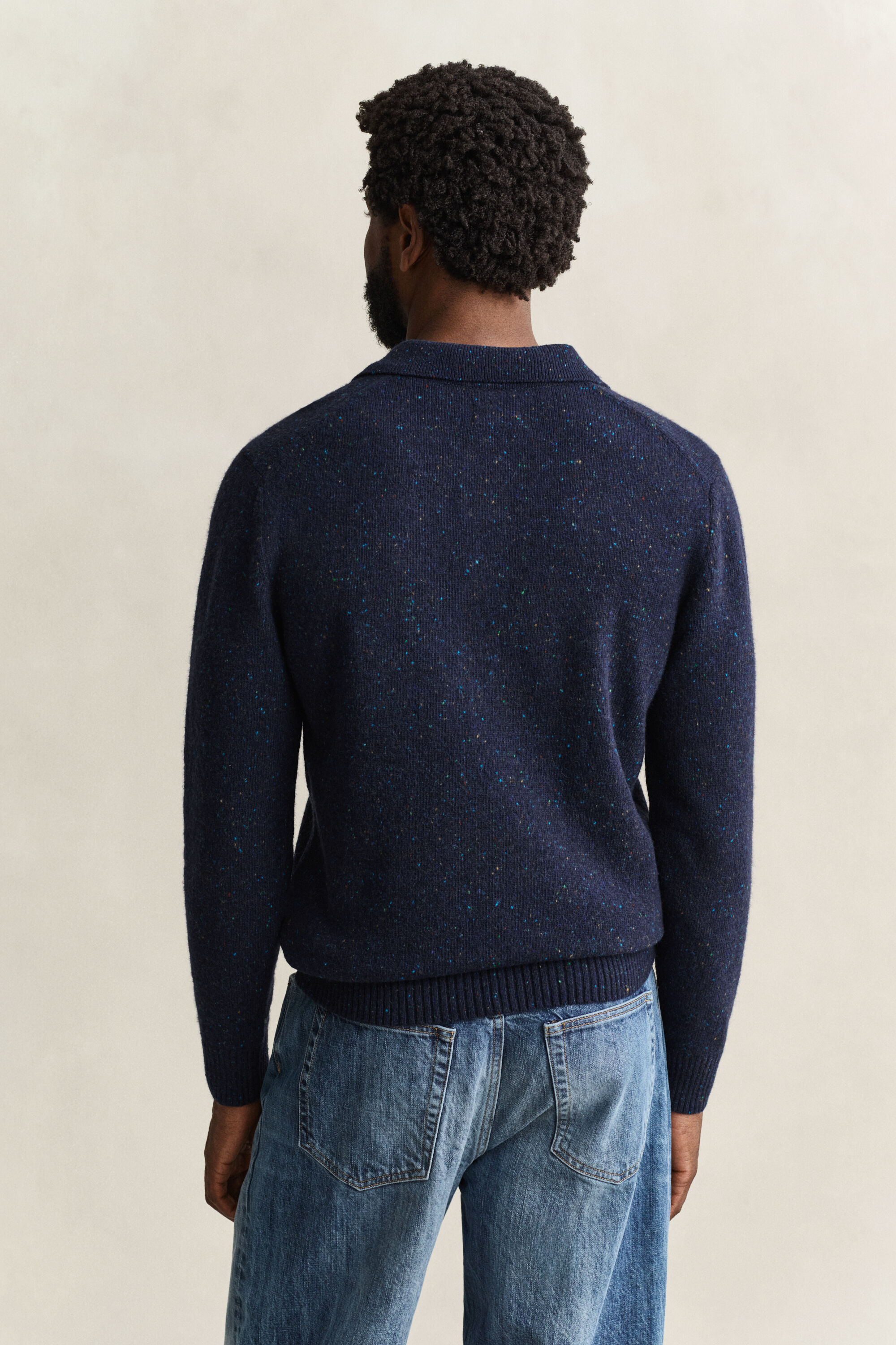 Polopullover aus Wollmix mit Noppenstruktur