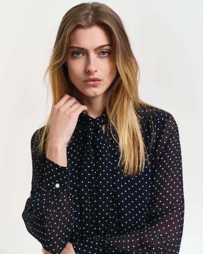 Gepunktetes Kleid mit Schluppe