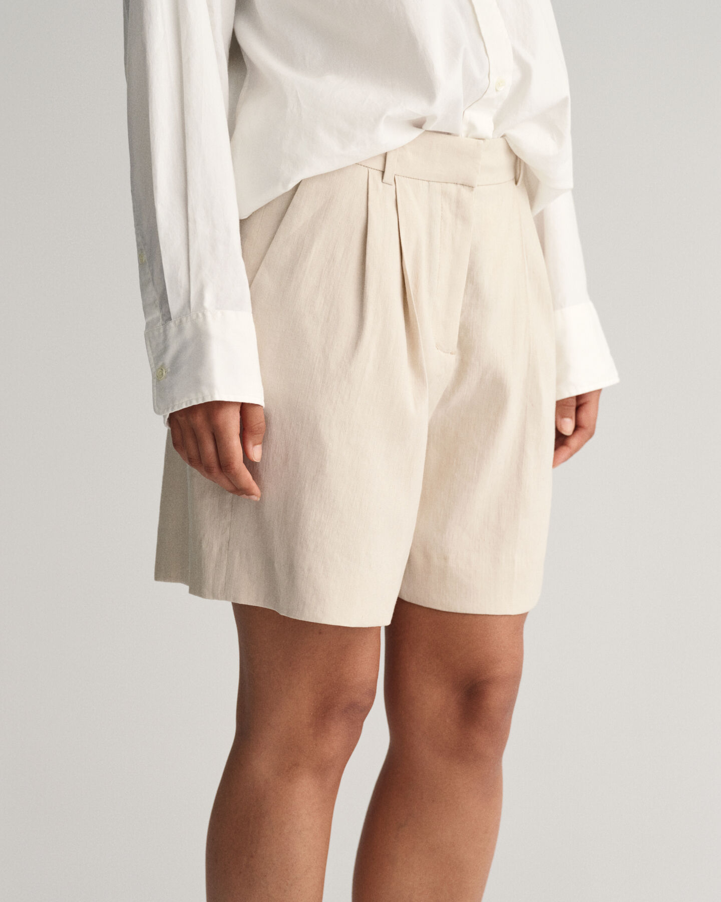 Formelle Stretch Leinen Shorts