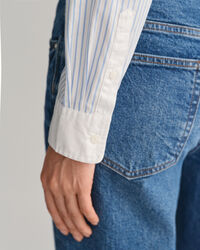 Regular Fit Bluse mit Kontrastkragen und Streifen