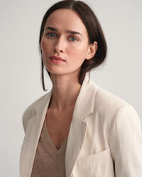 V-Neck Top aus Leinenmischgewebe