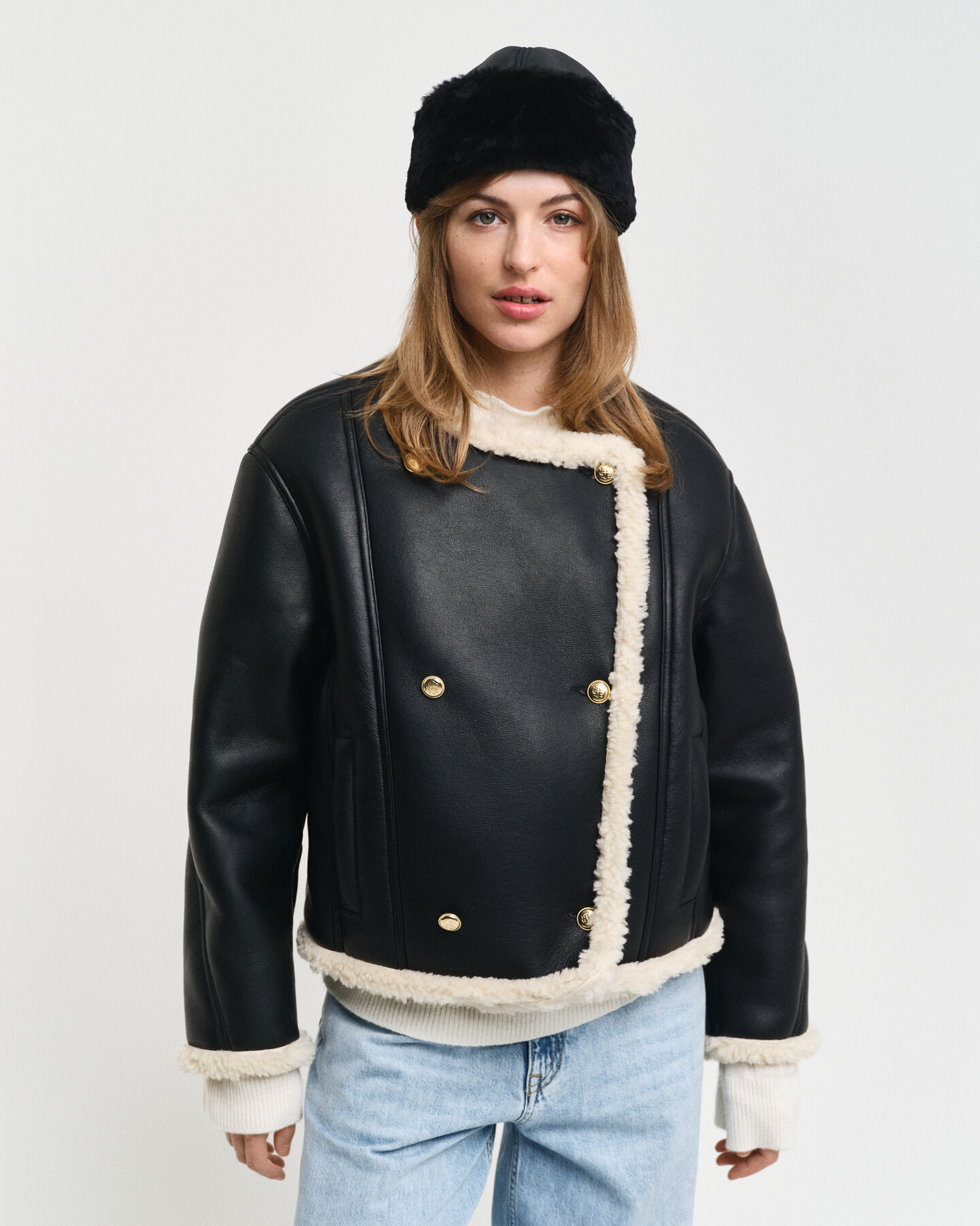 Kurzjacke aus Shearling-Imitat
