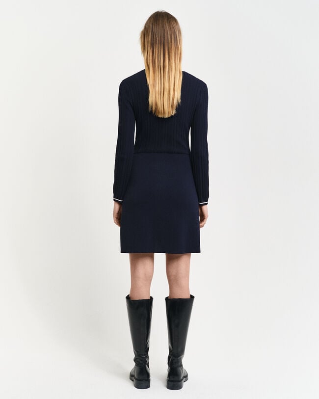 Rippstrick Kleid mit Kontrast