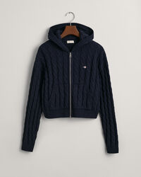 Teen Girls Verk&uuml;rzte Shield Sweatjacke mit Zopfstrickmuster