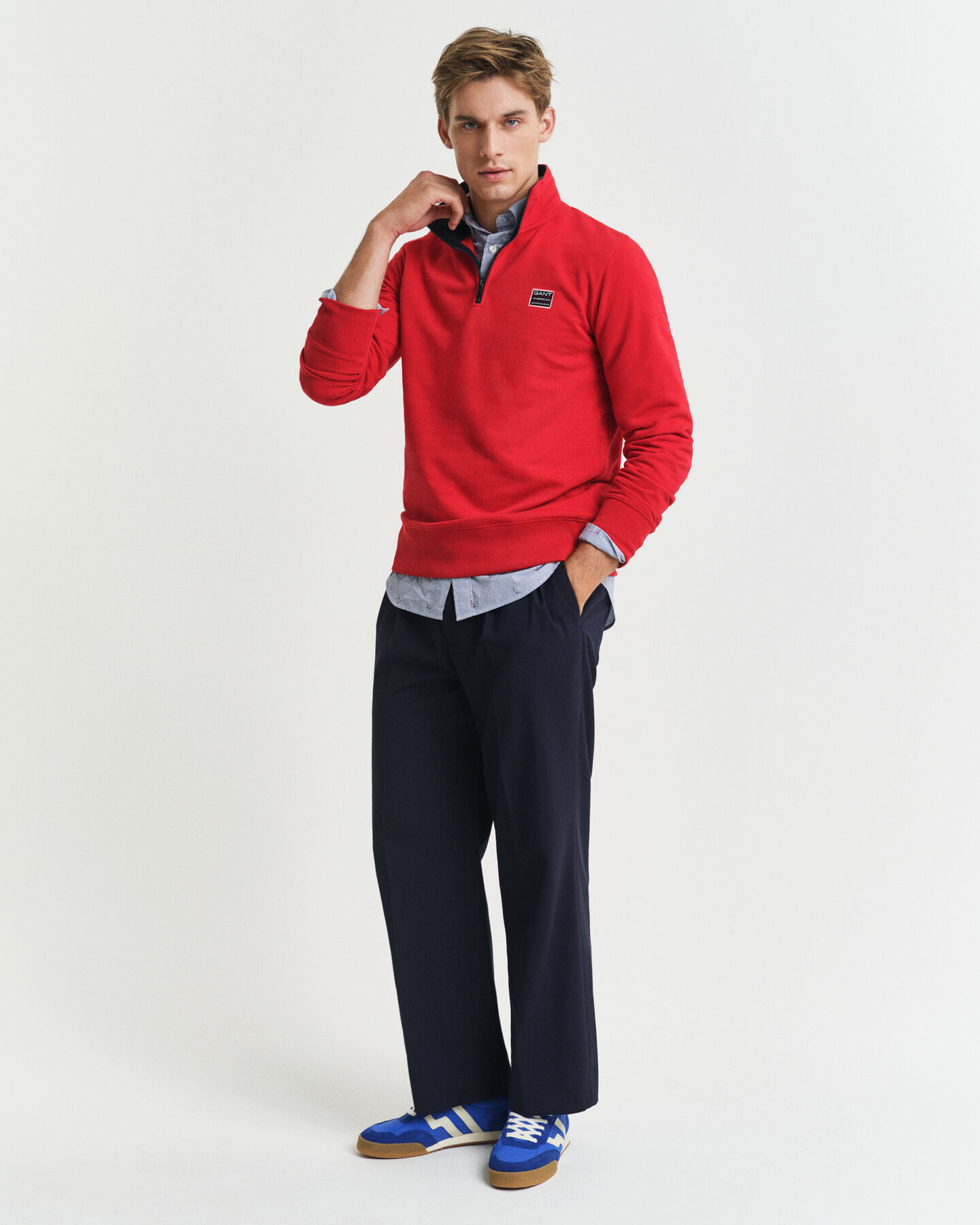 Kontrast Sweatshirt mit Reißverschlusskragen