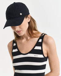 Gestreiftes Tanktop-Jerseykleid in Midilänge