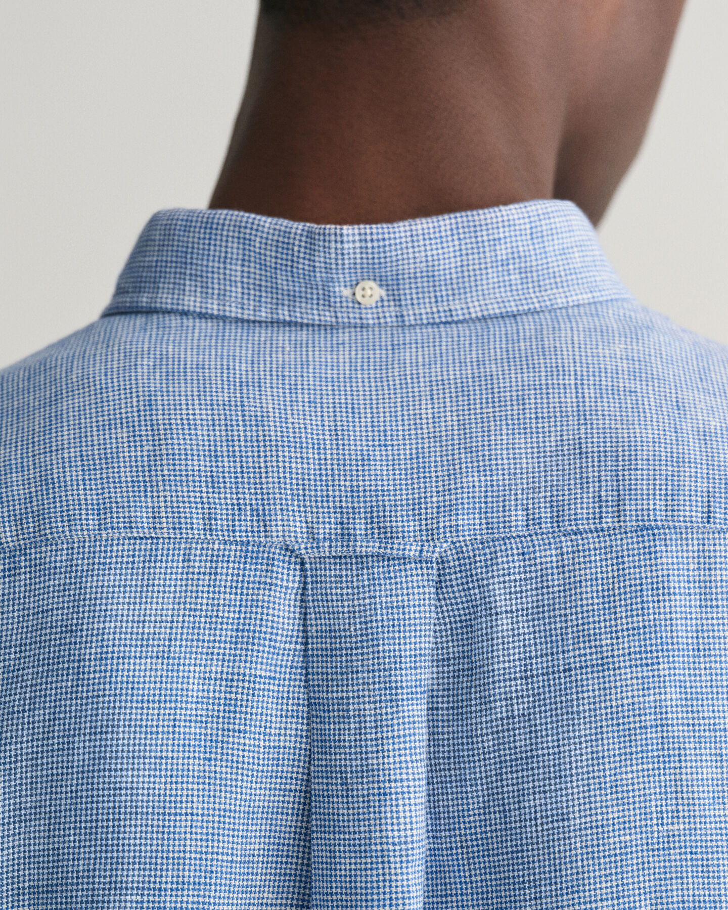 Regular Fit Leinen Kurzarmhemd im Hahnentrittmuster