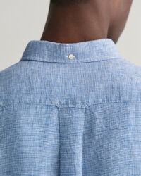 Regular Fit Leinen Kurzarmhemd im Hahnentrittmuster