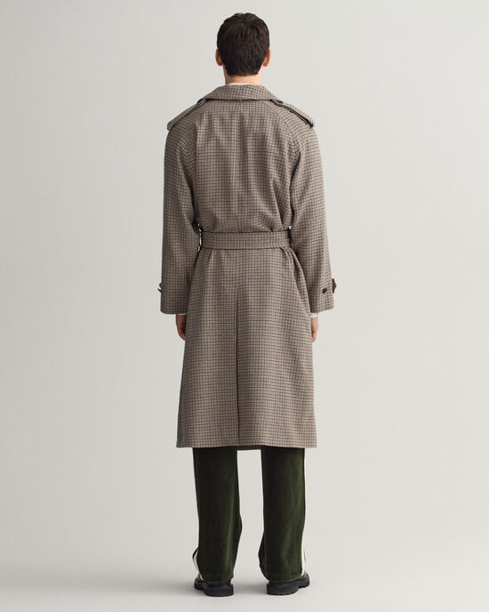 Houndstooth Woll-Trenchcoat