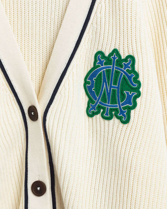 Gerippte Crest Strickjacke