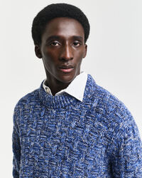 Rundhalspullover aus strukturiertem Wollgemisch