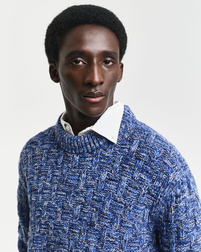 Rundhalspullover aus strukturiertem Wollgemisch