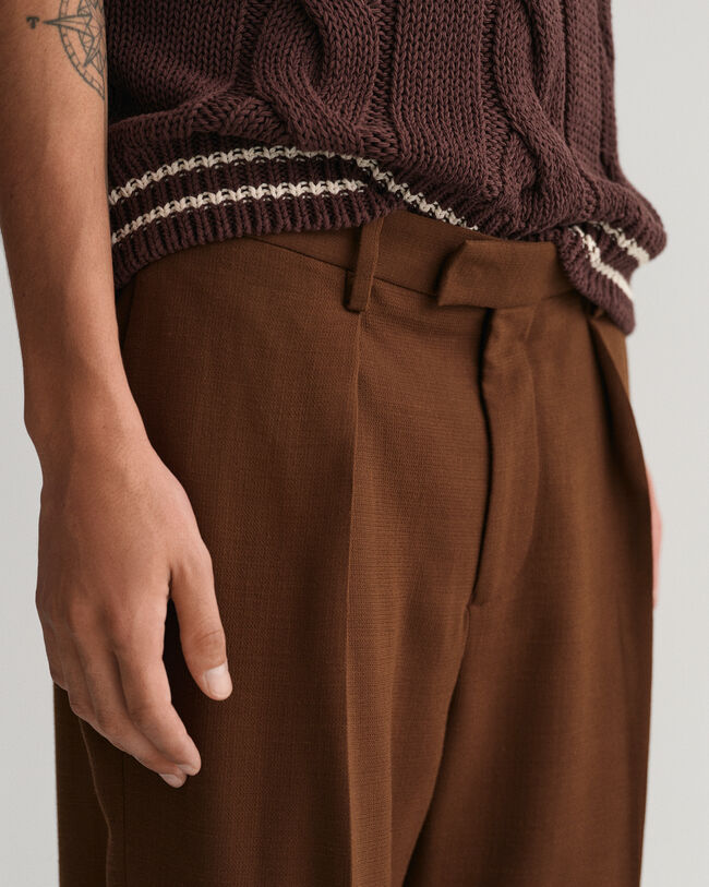 Wollkrepp Anzughose mit weitem Bein