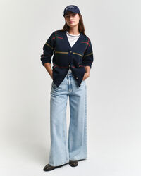 Karierte Strickjacke mit V-Ausschnitt