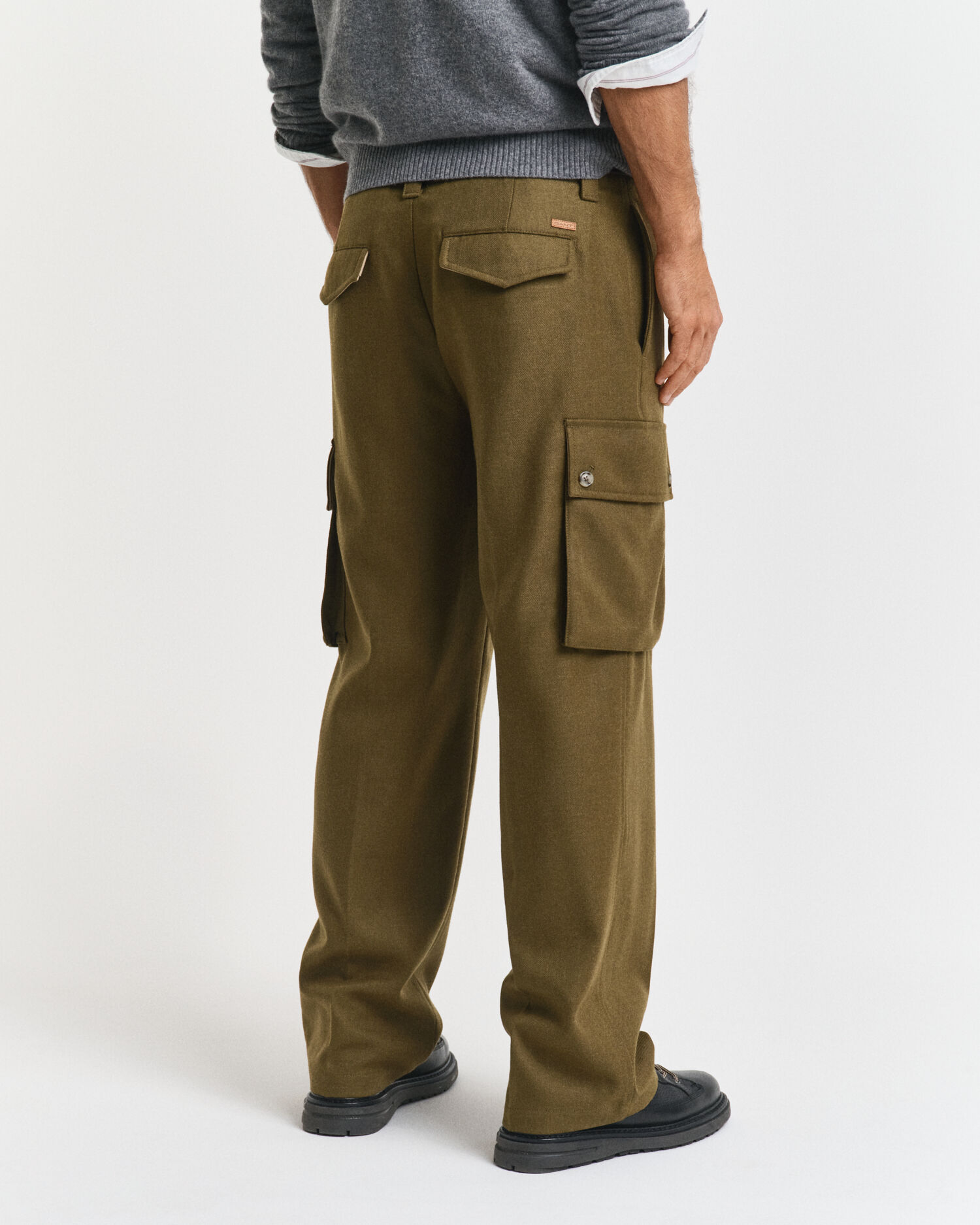 Pantaloni cargo in misto lana relaxed fit