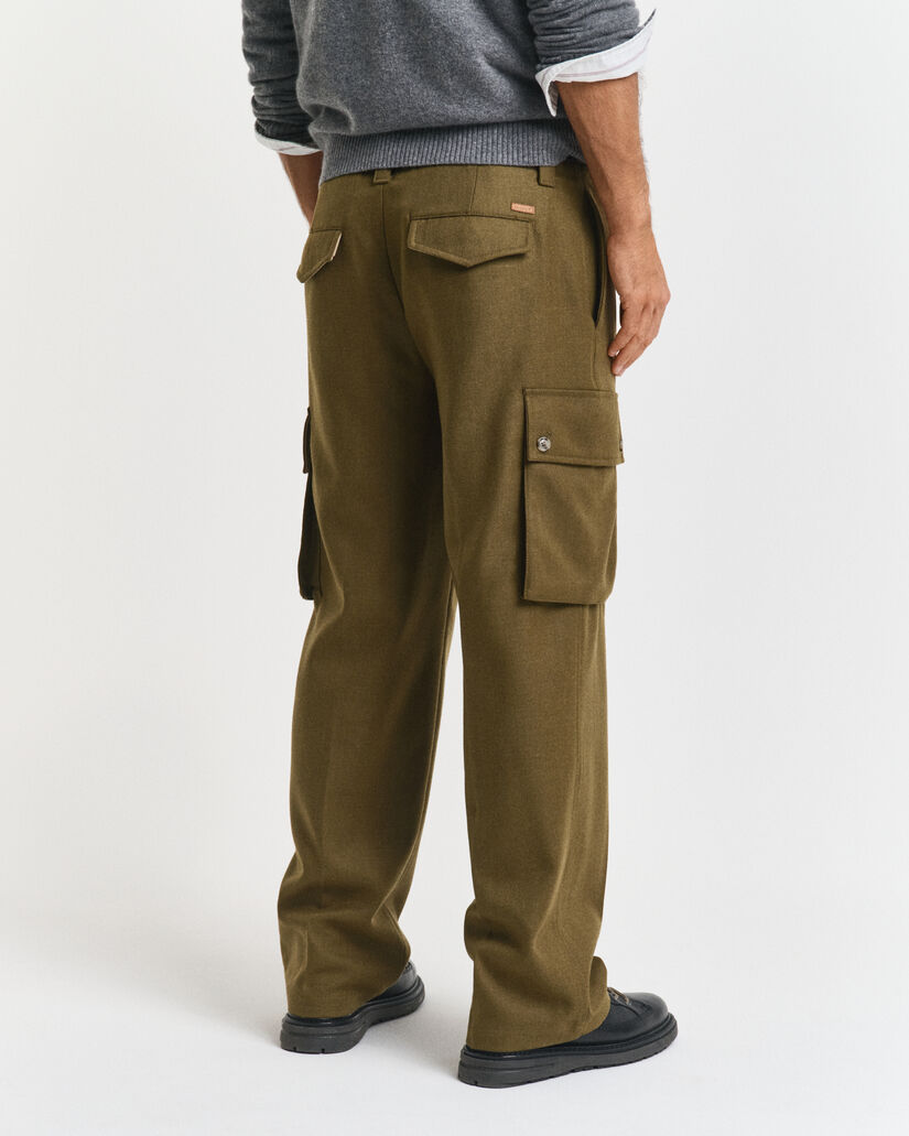 Relaxed Fit Cargohose aus Wollmix