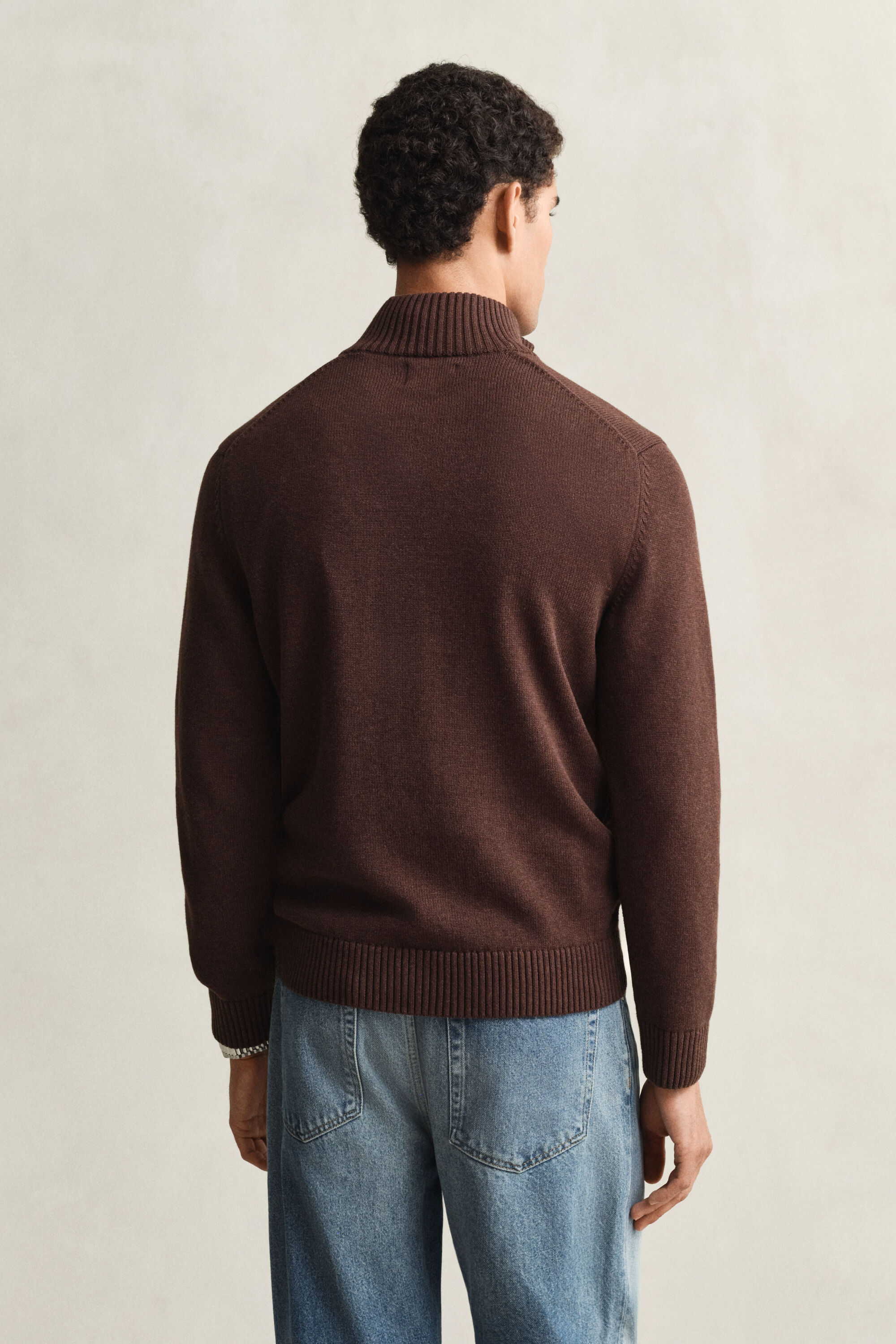 Pull en coton décontracté à demi-zip