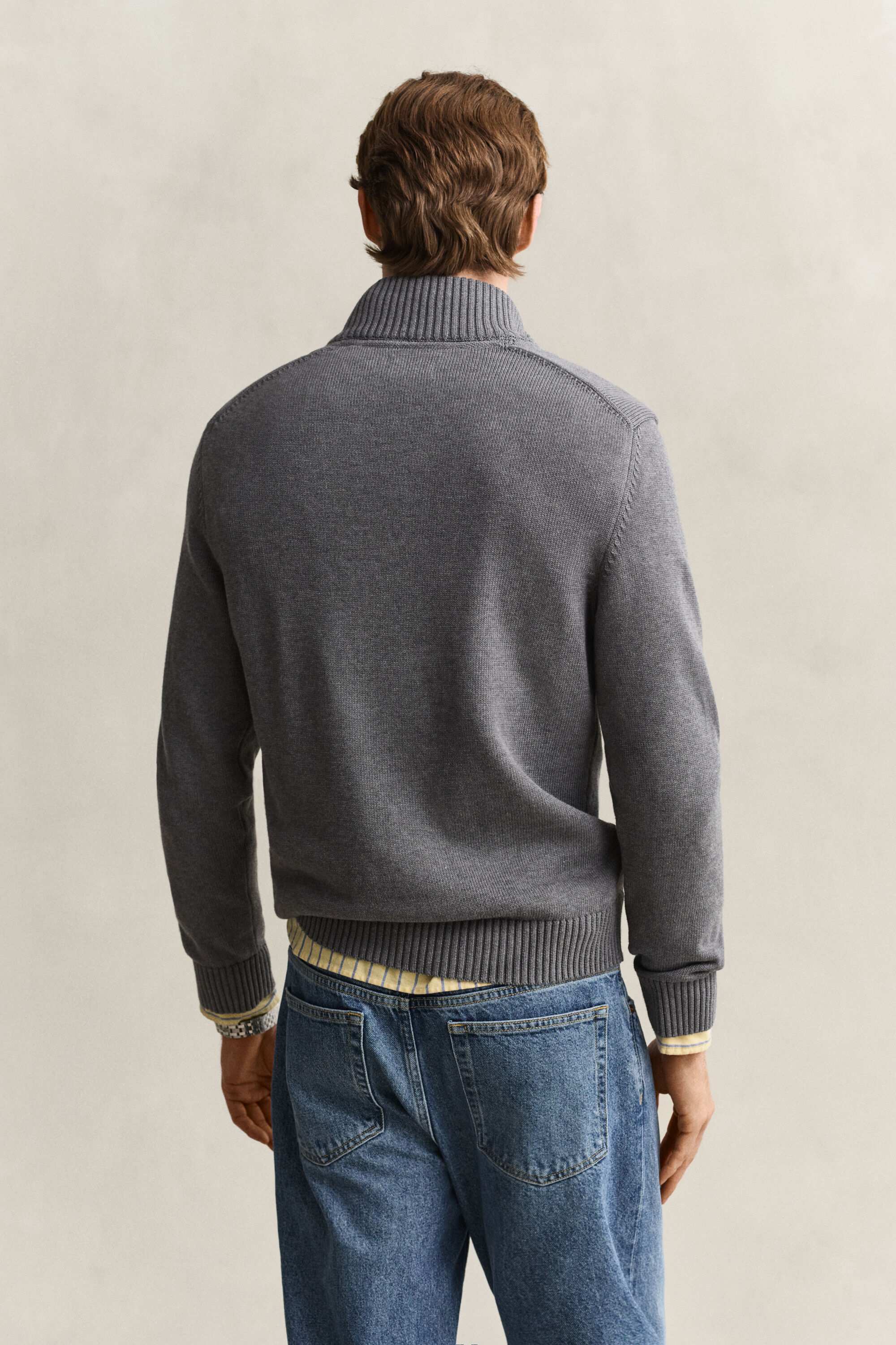 Pull en coton décontracté à demi-zip
