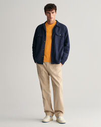 Baumwoll Leinen Rundhalspullover