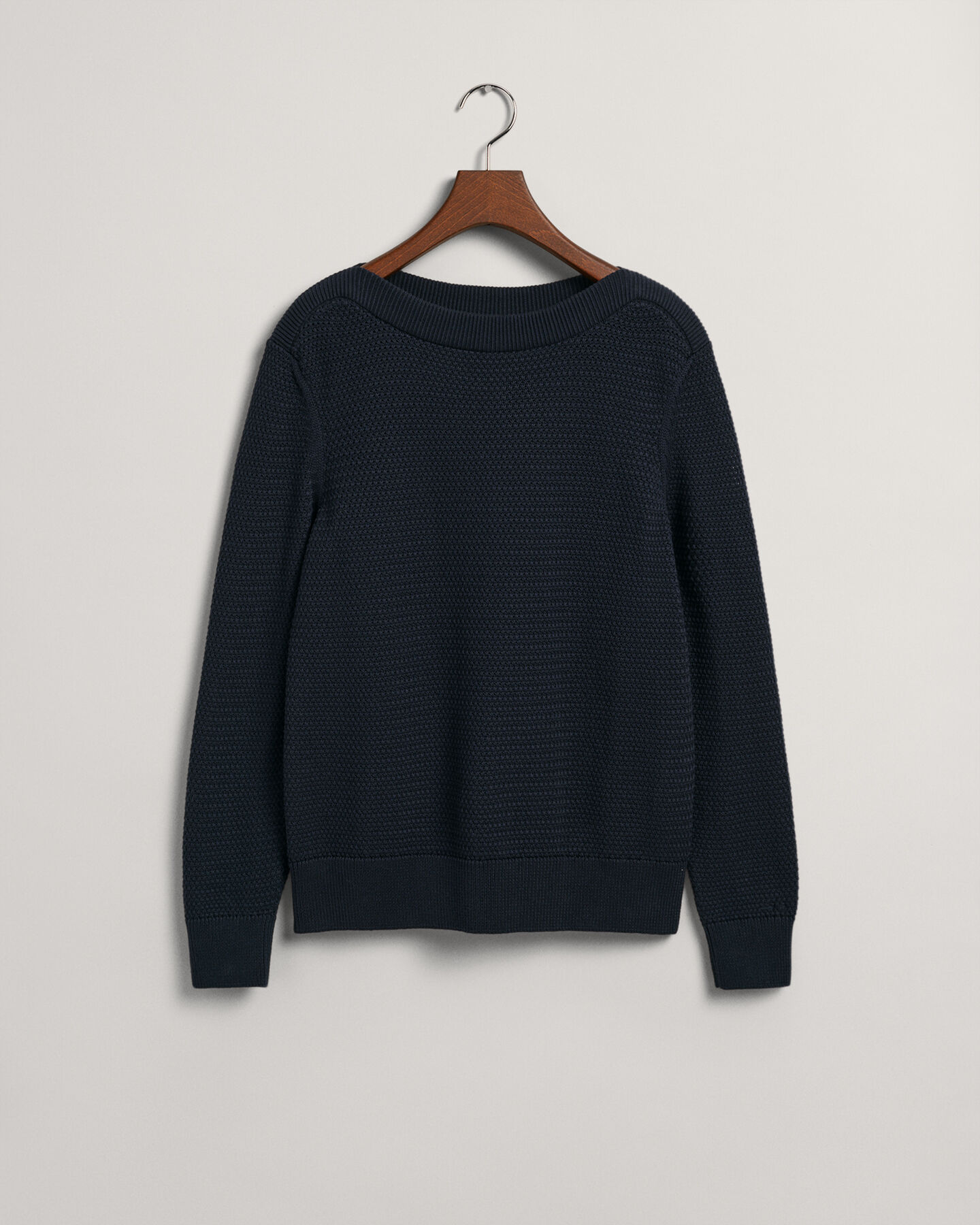 Textured Baumwoll Pullover mit U-Boot-Ausschnitt