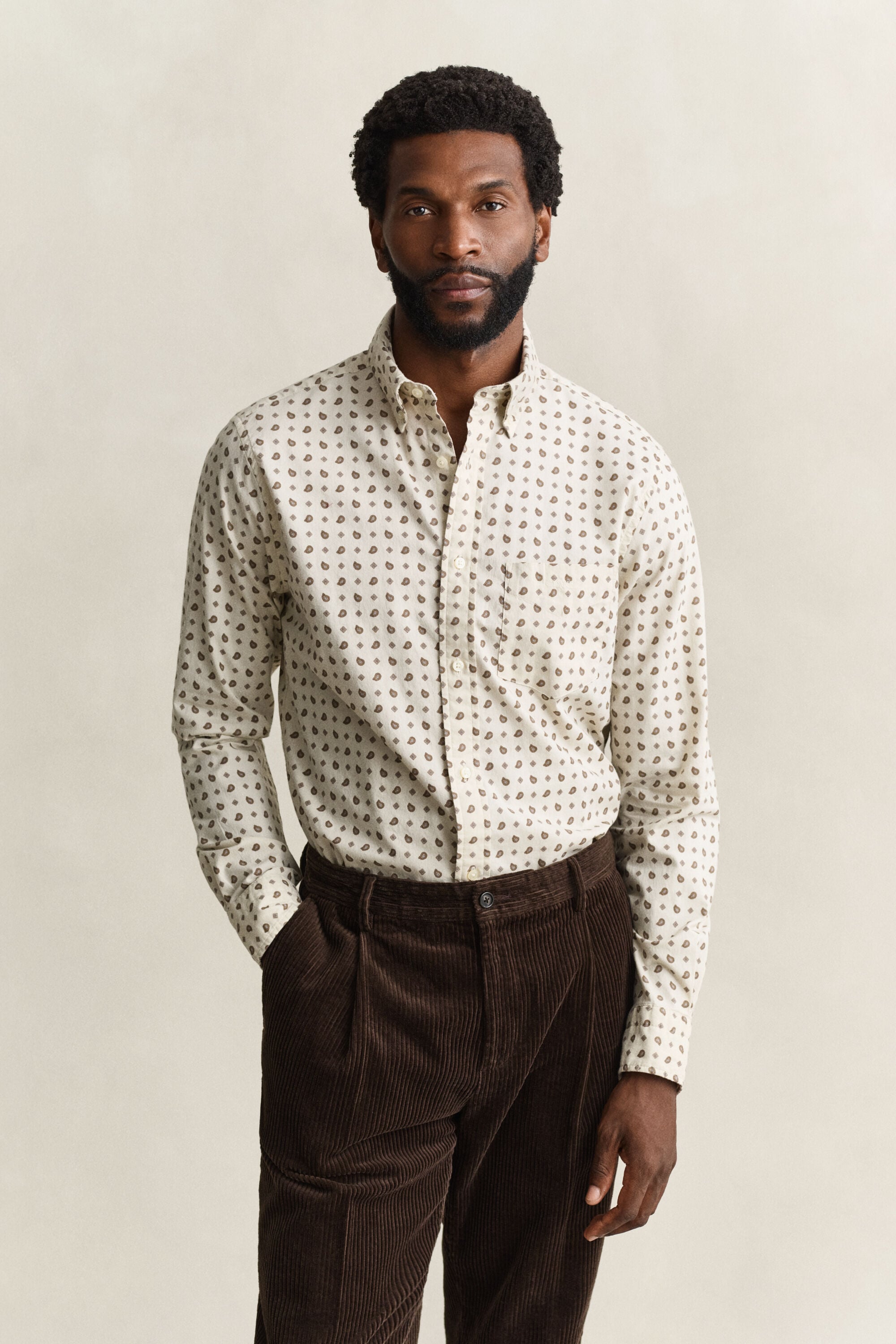 Camicia in twill con motivo cachemire