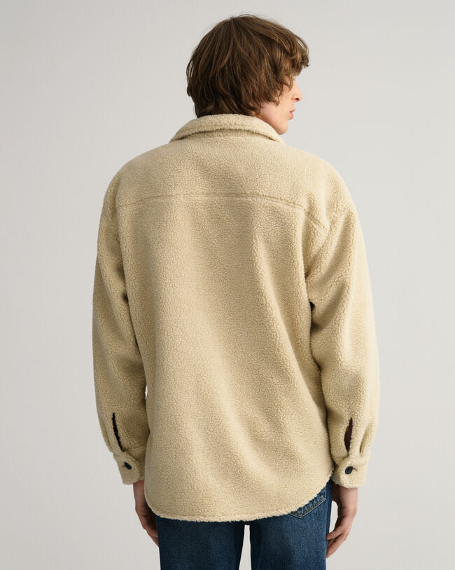 Oversized-Hemdjacke aus Sherpa-Fleece