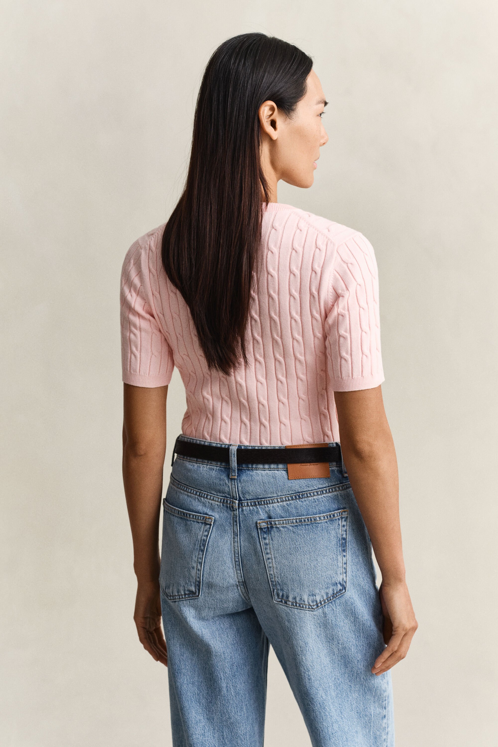 Zopfstrick Kurzarmpullover