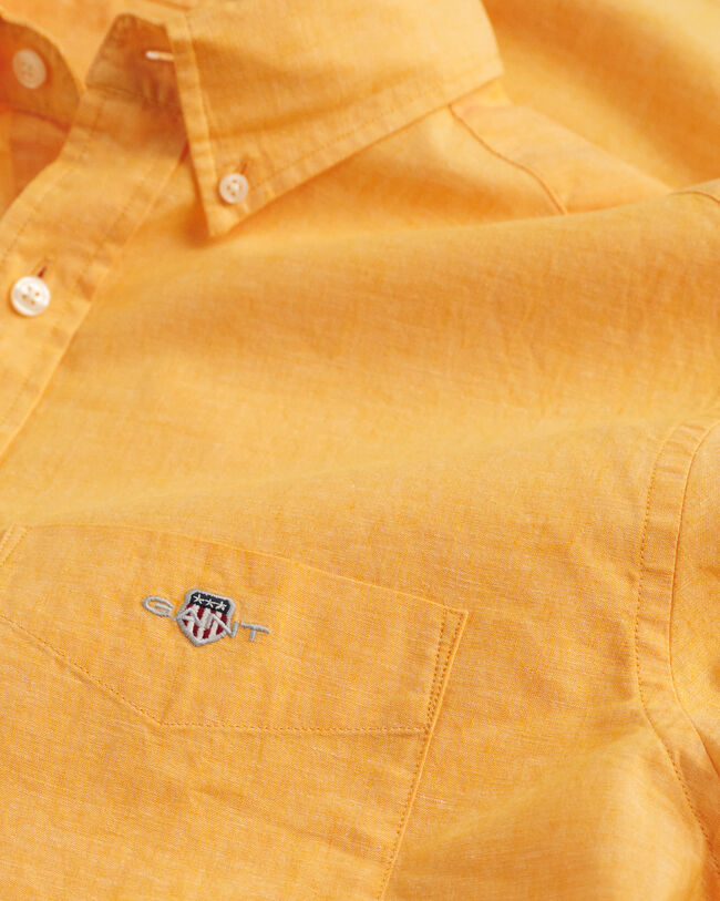 Regular Fit Baumwoll Leinen Kurzarmhemd