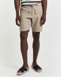 Regular Fit Pinstripe Leinen Shorts