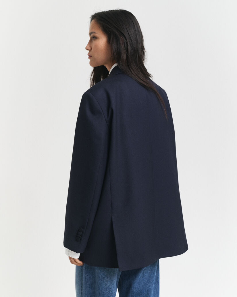 Oversized Hopsack Blazer aus Wolle