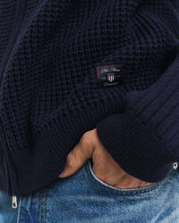 Strickjacke aus strukturiertem Wollgemisch mit Reißverschluss