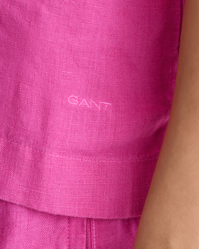 Teen Girls Kastige Leinen Kurzarmbluse