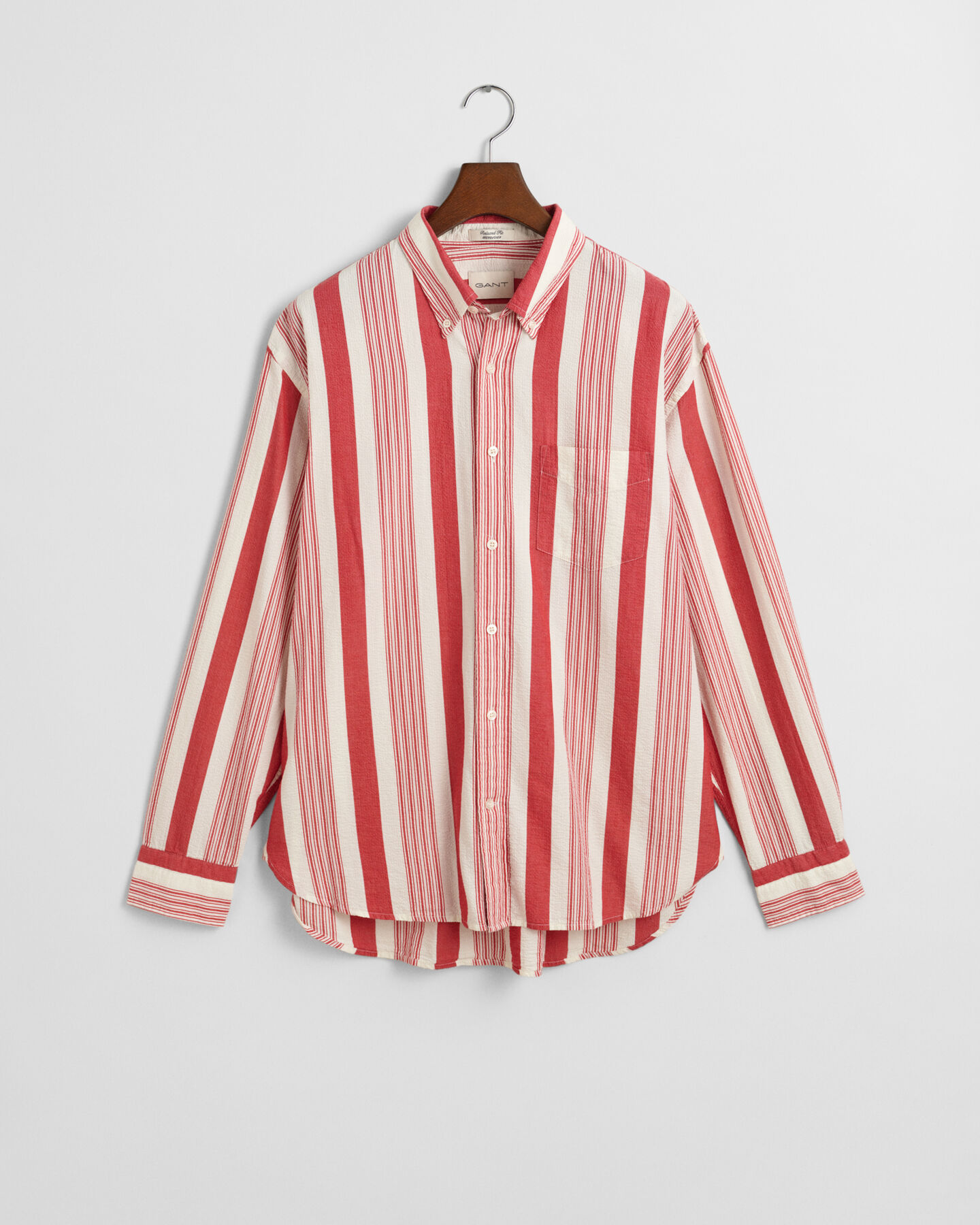 Relaxed Fit Seersucker Hemd mit breiten Streifen