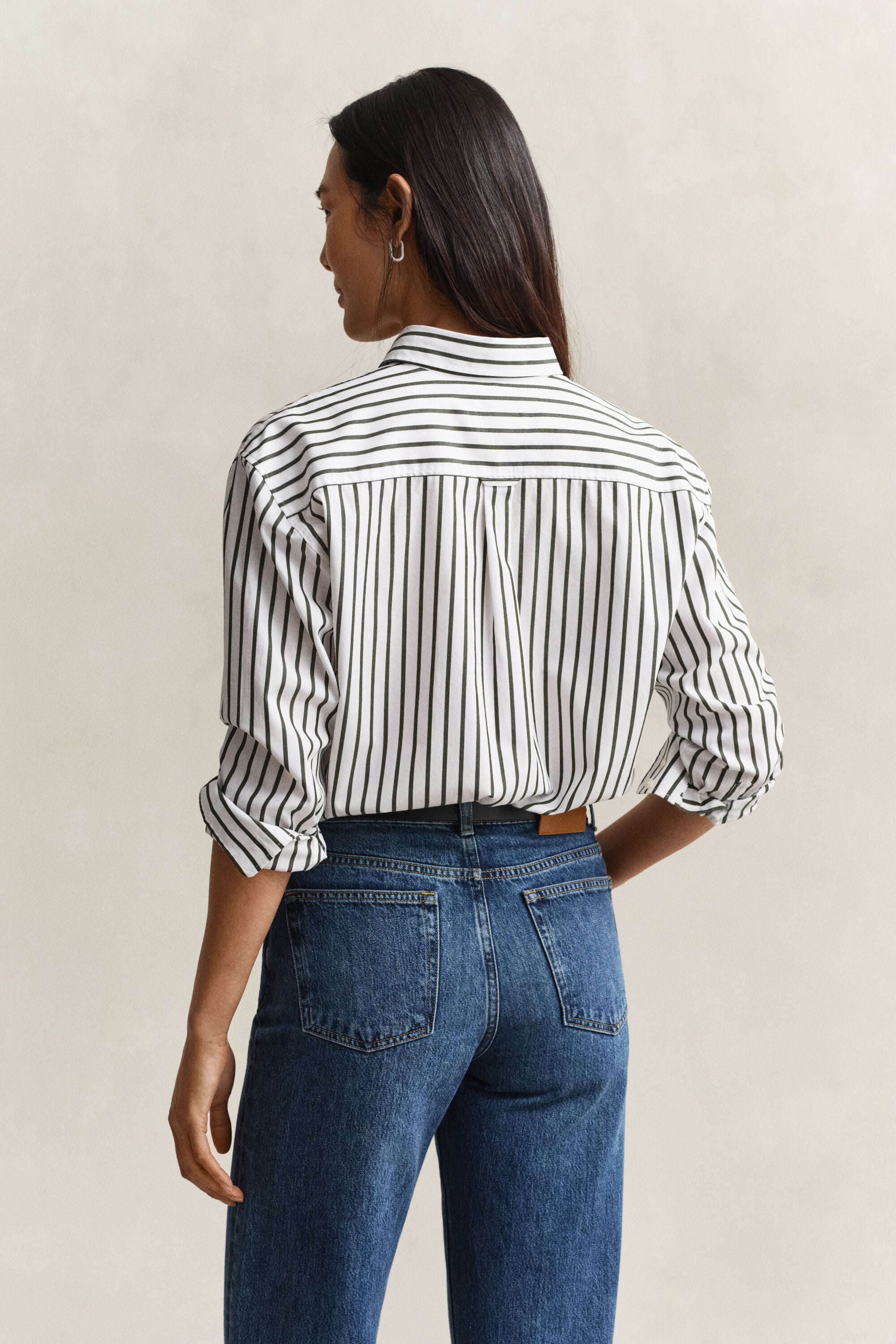 Chemise classique coupe décontractée en popeline à rayures