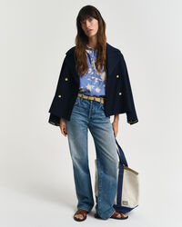 Regular Fit Leinen Bluse mit Blumen-Print