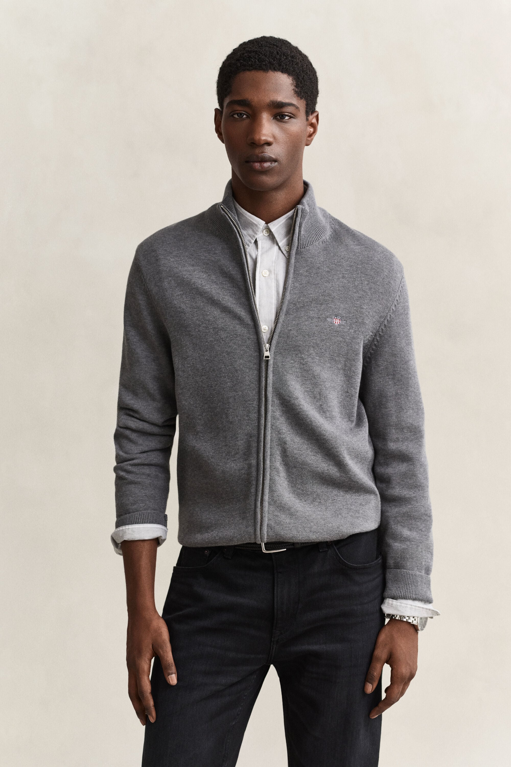 Casual Cotton Strickjacke mit Reißverschluss