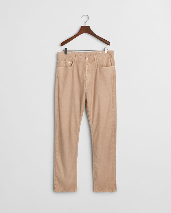 Regular Fit Jeans aus Baumwolle und Leinen