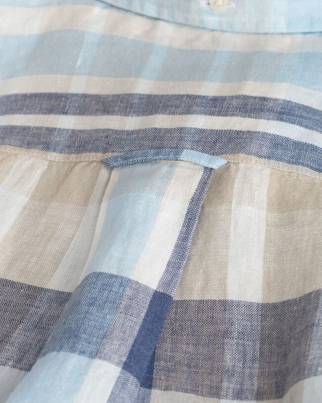 Regular Fit Madras Leinen Kurzarm Hemd